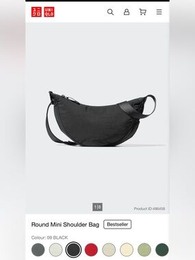UNIQLO Black Nylon Round Mini Shoulder Bag